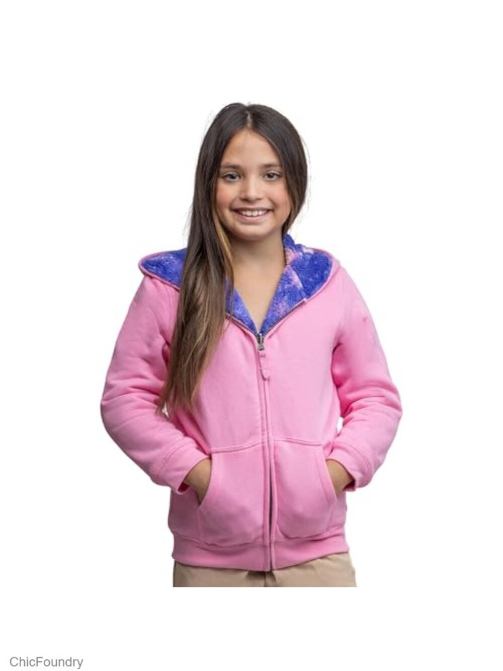 Kids Ultra Soft Sherpa Full Zip Hoodie Sweatshirt Warm Winter Layering